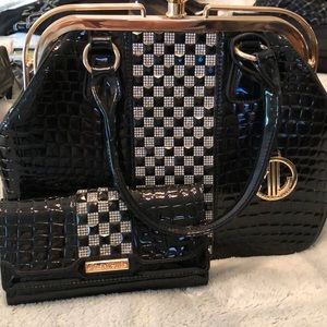 Blinged out purse and matching wallet
